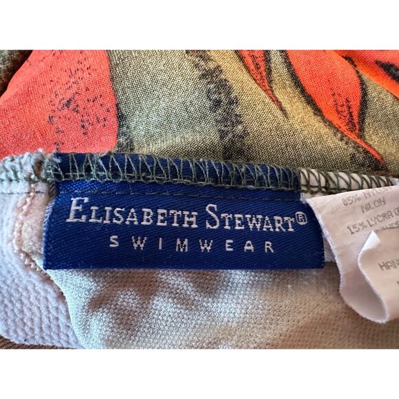 ELISABETH STEWART 1PC Swim Suit Size18-attachable strap-Lined-green w/orange - Picture 6 of 7